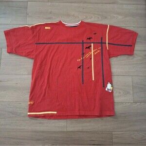 Vintage Y2K Akademiks The Jeanius Mens Shirt Red 100% Cotton Hiphop Streetwear